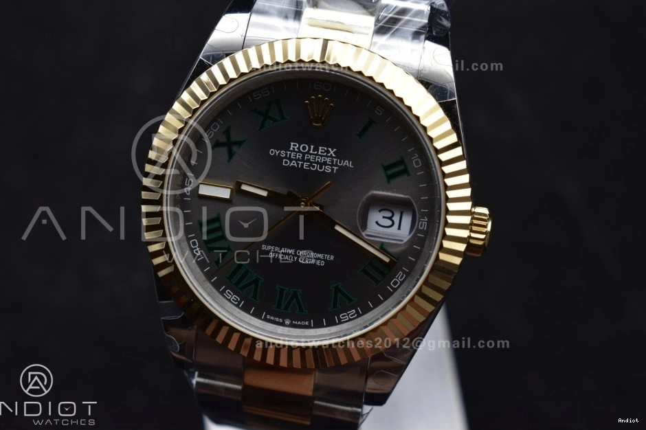 DateJust Steel 904L 41 Green on A2836 YG Edition Dial SS 126333 1:1 SS Bracelet Oyster YG Best Roman GMF Gray 0517